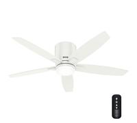 Hunter Ventilador de 132 cm / 52 pulgadas Valencia Fresh White Flush Mount Low Profile Indoor Ceiling Fan with LED Light Kit and Handheld Remote, Summer/Winter Operation, Model 52586