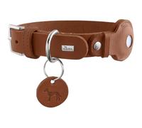 HUNTER VIBORG - Collar para Perro con Soporte para Apple AirTag, Color coñac, Piel de Vacuno Resistente y Suave, Soporte Airtag Integrado, Fabricado en Alemania, Talla 50