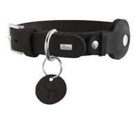 HUNTER VIBORG - Collar para Perro con Soporte para Apple AirTag, Color Negro, Piel de Vacuno Resistente y Suave, Soporte AirTag Integrado, Fabricado en Alemania, Talla 45