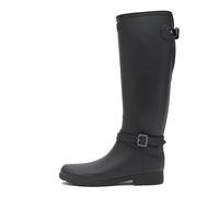 Hunter Women's Refined Back Adjustable Tall Boots with Ankle Strap - Black - UK