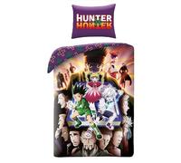 Hunter x Hunter Funda Nórdica Cama 90 140x200 + Funda Almohada Gon Killua | Ropa de cama reversible | Algodón natural transpirable Oeko-Tex | Kurapika licencia manga | Regalo ado | Lavable a máquina