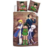 Hunter X Hunter Juego de Cama - Gon Killua Kurapika - Funda nórdica Reversible de 140 x 200 cm y Funda de Almohada de 65 x 65 cm - Multicolor - 100% algodón