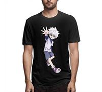 Hunter X Hunter Killua Zoldyck Men Crew Neck T-Tshirts Camisetas y topss Casual Tops tee Black Running Cotton (Medium)