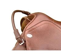 Hunters Saddlery Correa de equilibrio de cuero para silla de montar, mango de seguridad para un asiento seguro cuando se monta a caballo, negro y marrón (marrón)