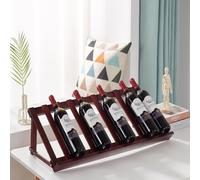 HUNTFF Botellero de vino tinto, botellero de vino tinto de madera maciza, pequeño botellero comercial, soporte diagonal para botella de vino, Noce-F