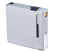 HUNTFF - Estuche para cigarrillos, estuche de cigarrillos de expulsión automático con encendedor a prueba de viento recargable por USB, sin llama, resistente a la humedad, sin contacto para la entrega
