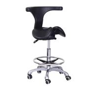 HUNTFF Silla de sillín, silla de montar con soporte para la espalda, asiento dividido, taburete con ruedas dentales, taburete ergonómico para esteticista, silla para salón, tatuaje, spa, médico