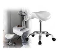 HUNTFF Silla de sillín, silla rodante para salón, bar, manicura, tecnología de pestañas, soporte ergonómico para la espalda, silla de estudio de belleza de masaje, silla de comedor, asiento de