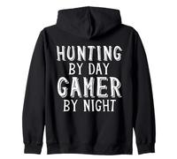 Hunting by Day Gamer by Night Hunter Deer Season Gamer Papás Sudadera con Capucha