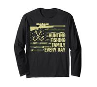 Hunting Deer Fishing American Patriotic USA Pride Manga Larga