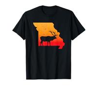 Hunting Elk & Wapiti- Missouri Mapa Puesta del Sol Arte Hunter Camiseta