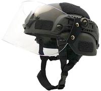 Hunting Explorer Airsoft MICH 2000 ACH Casco táctico con visera transparente NVG montaje y riel lateral, negro, 11.8 x 11.3 x 7.1 pulgadas