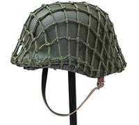 Hunting Explorer WW2 WWII German M35 Casco con cubierta de red Material de acero M1935 Soldier Stahlhelm con red/lona Correa de barbilla color negro verde