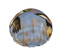 Hunting Fly Wild Print - Gorro de ducha reutilizable de doble capa, mantiene el cabello seco, se adapta a todas las cabezas