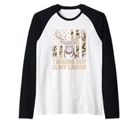 Hunting Tagging out Is My Cardio Camo USA Flag Deer Hunter Camiseta Manga Raglan