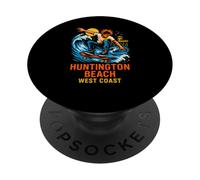 Huntington Beach Surf West Coast Retro Skateboarding para Hombre PopSockets PopGrip Adhesivo
