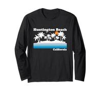 Huntington Beach Vintage 80s Tropical Vacaciones Atardecer Manga Larga