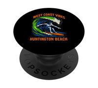 Huntington Beach West Coast Vibes Vintage Surf Up para Hombre PopSockets PopGrip Adhesivo