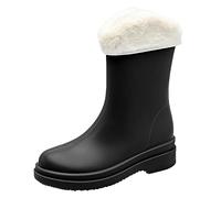 Huntress - Botas de agua de goma desmontables con interior de algodón, botas de agua de goma para exteriores, Black, 38.5 EU