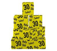 Hunts England - 5 hojas de papel de regalo de lujo de 30 cumpleaños - Incluye 5 etiquetas de regalo - Papel de regalo plegado de 30 años para él/ella - Colección Holy Shit - Papel de regalo de treinta