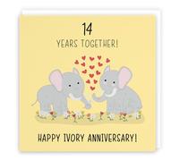 Hunts England Tarjeta de aniversario de boda 14 - Aniversario de marfil - Colección icónica