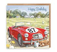 Hunts England - Tarjeta de cumpleaños 87 para él con diseño de coche deportivo clásico - Feliz cumpleaños - 87 - Tarjeta de cumpleaños artística para hombre de 87 años - Colección Milo's Gallery