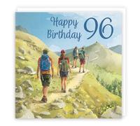 Hunts England - Tarjeta de cumpleaños 96 Walking Fun - Milo's Gallery - Tarjeta de cumpleaños de 96 años para caminantes - Tarjeta de cumpleaños para fanáticos del senderismo de 96 años - Edad 96 -