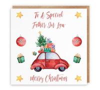 Hunts England Tarjeta de Navidad con texto "To A Special Father In Law - Merry Christmas - Christmas Holiday Collection