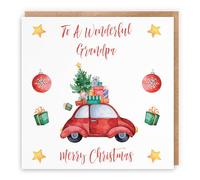 Hunts England Tarjeta de Navidad para abuelo con texto "To A Wonderful Grandpa" - Merry Christmas Holiday Collection