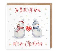 Hunts England Tarjeta de Navidad para ambos, con texto en inglés "To Both Of You", "Merry Christmas", colección de muñeco de nieve"