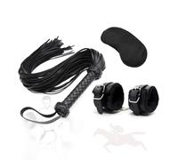 HUNTVE Black Flogger - Batidor de montar para pareja, 3 pulseras de cuero