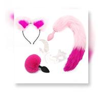 HUNTVE BSDM Plùg Colores Únicos Liso Fake Peluche Orejas Cosplay Cola Metal UnÀnâl isex