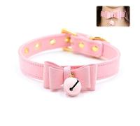 HUNTVE Collar de Soporte Ajustable con Lazo de Tweed Rosa (versión de Cuero)