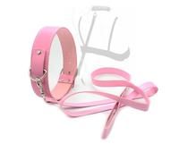 HUNTVE Correa de Cuero Rosa Ajustable Collar de Perro