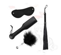 HUNTVE Látigo de Cuero de equitación látigo Conjunto con y Plumas （4pcs）