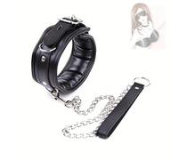 HUNTVE Punk Rock Gothic Collar de Perro de Cuero Anillo de Soporte de Cuello con Cadena Desmontable