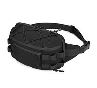 Huntvp Bolsa de Riñonera Mochila de Bandolera 2 Vías de Llevar Estilo Militar Táctical Bolsa de Múltiple Función Impermeable para Aire Libre Correr Senderismo Ciclismo Camping,Negro-XL