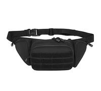 Huntvp Bolsa de Riñonera Mochila de Bandolera 2 Vías de Llevar Estilo Militar Táctical Bolsa de Múltiple Función Impermeable para Aire Libre Correr Senderismo Ciclismo Camping, Negro-X