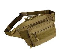 Huntvp Bolsa de Riñonera Mochila de Bandolera 2 Vías de Llevar Estilo Militar Táctical Bolsa de Múltiple Función Impermeable para Aire Libre Correr Senderismo Ciclismo Camping, Marrón-M