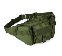Huntvp Bolsa de Riñonera Mochila de Bandolera 2 Vías de Llevar Estilo Militar Táctical Bolsa de Múltiple Función Impermeable para Aire Libre Correr Senderismo Ciclismo Camping (Verde-L)