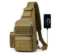 HUNTVP Bolsa Pecho Táctical Mochila de Pecho Bolsos Bandolera para Hombre Mujer Riñonera Mochila Militar Impermeable Adecuado para Correr Senderismo Ciclismo Camping (Marrón)