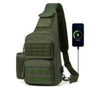 HUNTVP Bolsa Pecho Táctical Mochila de Pecho Bolsos Bandolera para Hombre Mujer Riñonera Mochila Militar Impermeable Adecuado para Correr Senderismo Ciclismo Camping (Verde)