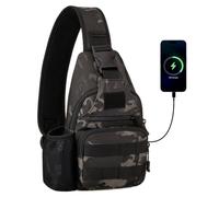HUNTVP Mochila Bandolera Hombre con Puerto de Carga USB, Bolso Pecho Mochila Cruzada Sling Bag Militar Tactica Impermeable para Correr Senderismo Ciclismo Camping, Tipo 2-Camuflaje