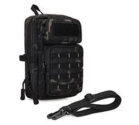 Huntvp® Molle Mini Riñonera Táctica Bolso Bandolera, Bolso Multifunción Bolso para Teléfono Móvil para Colgar Pequeño Bolso para Ciclismo - Negro