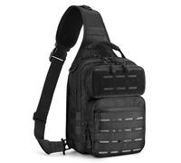 HUNTVP Tactica Bandoleras Hombre Mochila Militar Sling Bag Mochila Bandolera Molle Bolso Pecho Hombre Impermeable Cruzada Antirrobo Bolso para Trekking Camping Acampar Senderismo,Negro