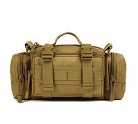 Huntvp Tactica Riñonera Hombre Bolso Cintura Bandolera Cinturón Estilo Militar Molle 3 Vías de Llevar Impermeable para Correr Senderismo Ciclismo Camping, marrón