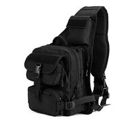 HUNTVP Táctical Mochila de Bandolera Estilo Militar Mochila de Pecho Impermeable para Caza Correr Senderismo Ciclismo Camping, Color Negro