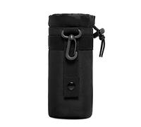 Huntvp Táctical Soporte/Portador de Botella de Agua al Aire Libre Portabotella Estilo Militar Ejércita Bolsa Impermeable para Correr, Senderismo,Ciclismo,550ml Negro
