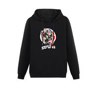 HUO BAO NIU ROU Dani Pedrosa Samurai Funny Hoodies Long Sleeve Pullover Loose Hoody Mens Sweatershirt Black M