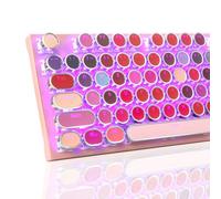 HUO JI - Teclado mecánico para juegos con luz lateral RGB y retroiluminada arcoíris, estilo retro, interruptores rojos, panel de metal, lápiz labial, 104 teclas para Mac, PC, lindo rosa